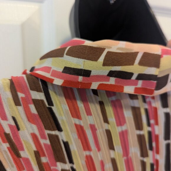 Worthington crinkled blouse in pink, brown, and yellow - M - Picture 7 of 8